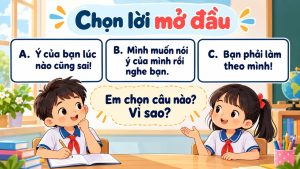 Trang mẫu Bài 8: chọn lời mở đầu khi khác ý kiến.