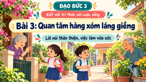Bìa PowerPoint Đạo đức 3 Bài 3: Quan tâm hàng xóm láng giềng