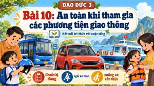 Bìa PowerPoint Đạo đức 3 Bài 10: An toàn khi tham gia các phương tiện giao thông.