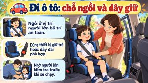 Trang mẫu Bài 10: chỗ ngồi và thiết bị giữ trẻ phù hợp khi đi ô tô.