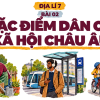 Địa lí 7 Bài 02: Đặc điểm dân cư, xã hội châu Âu – slide mở đầu phong cách giấy cắt